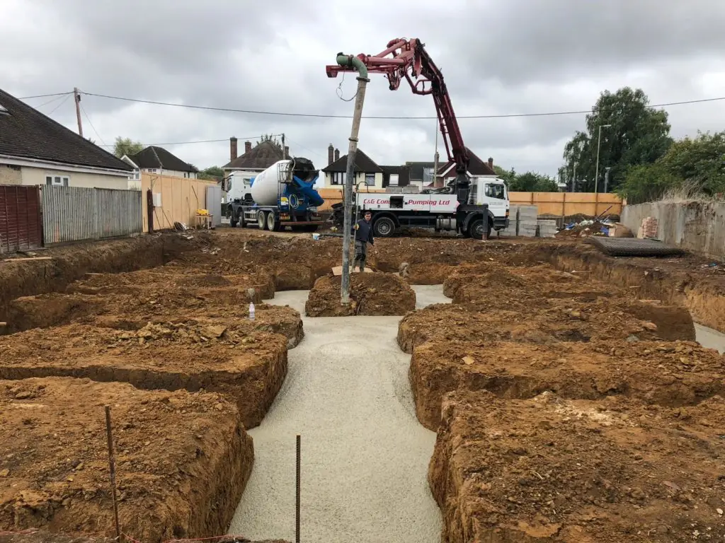 Foundations being prepared for a house extension in Oxfordshire