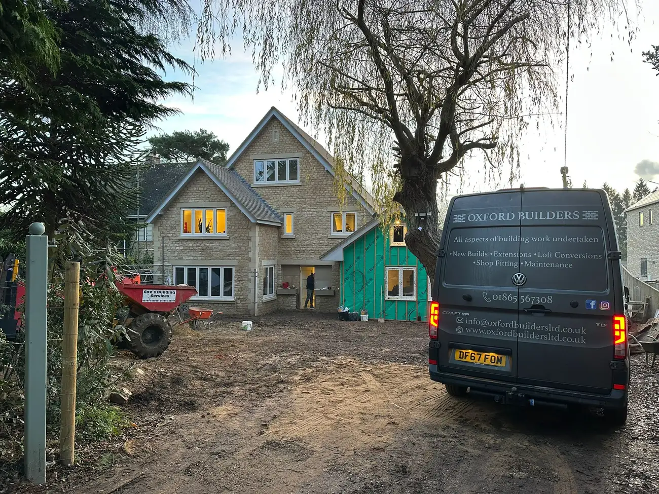 Large house extension project under way at an Oxfordshire property