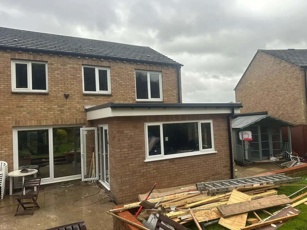 Rear extension being built at a detached property in Oxfordshire