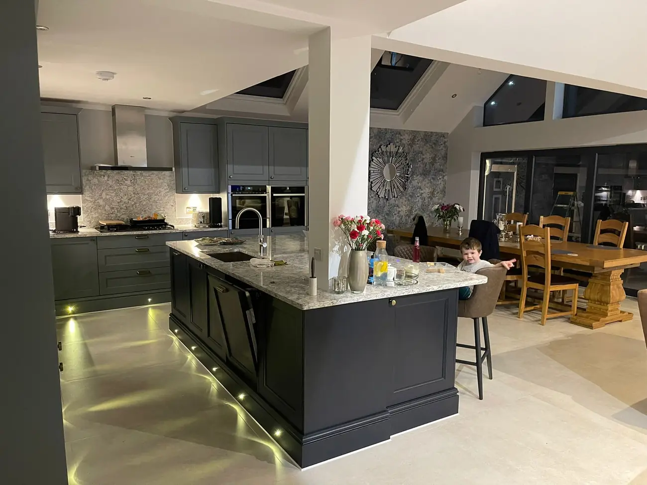 Open-plan kitchen created by a house extension in Oxfordshire