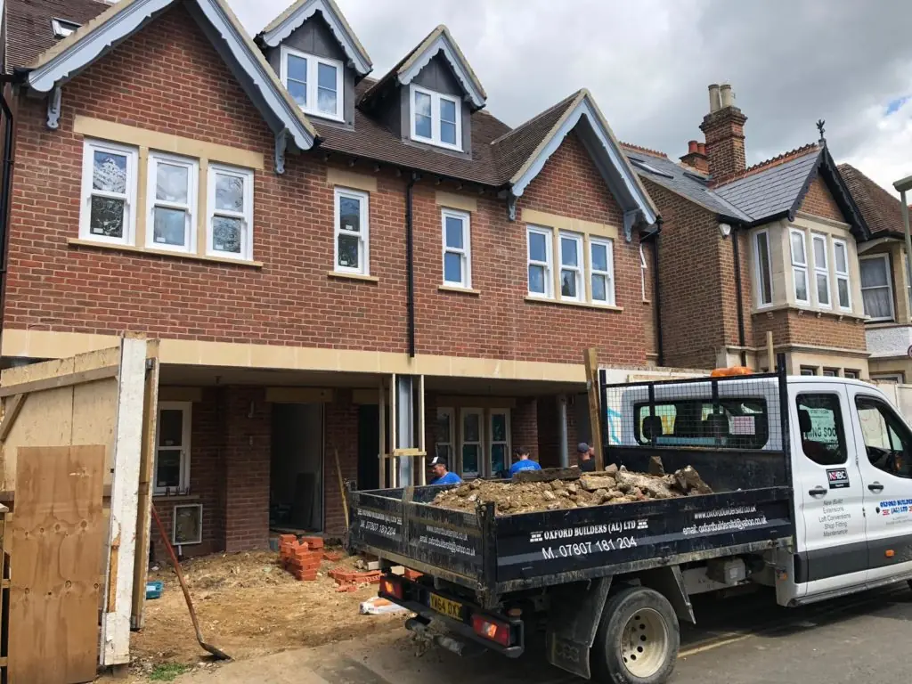Two-storey extension under construction at an Oxfordshire property